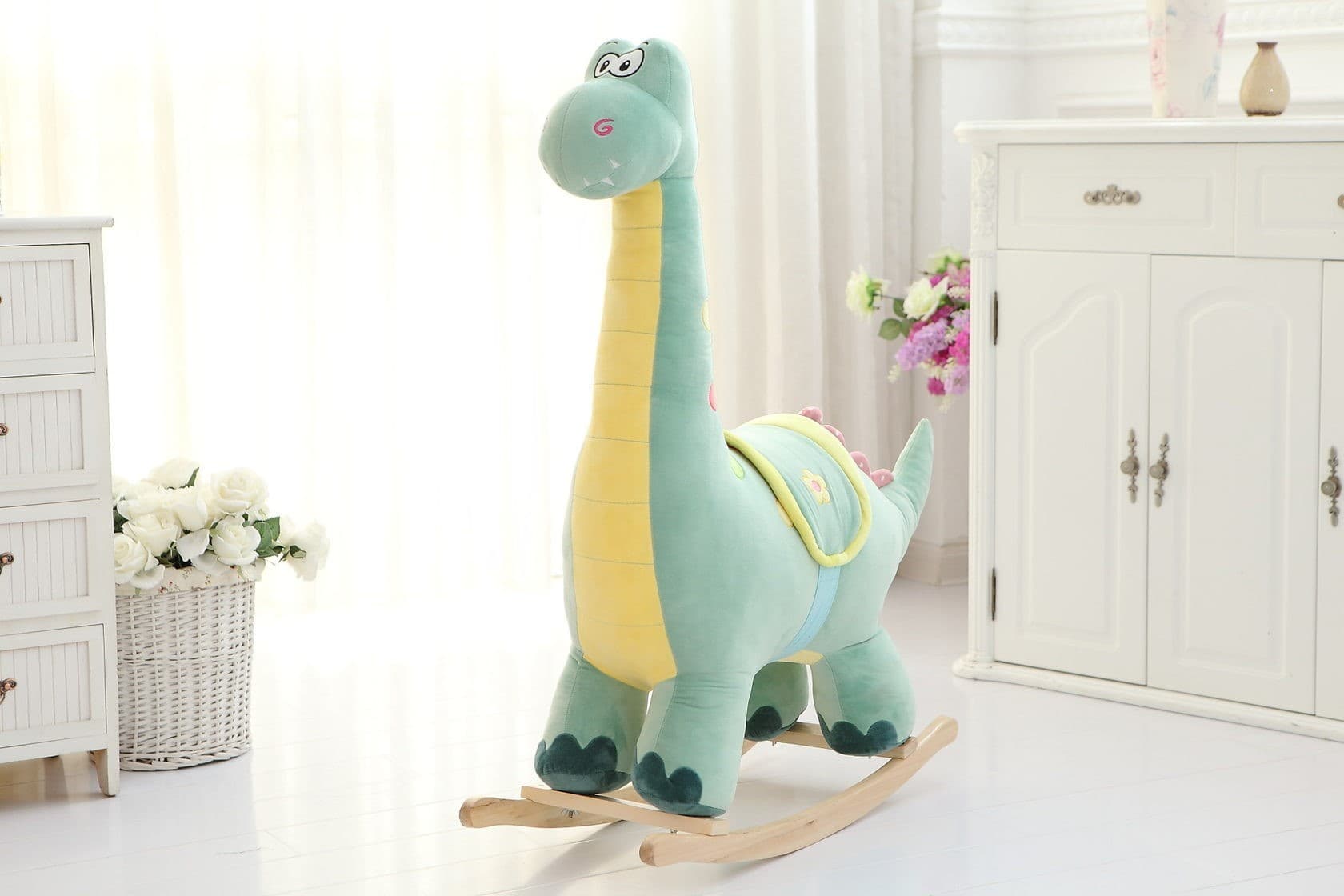 Дитяча іграшка качалка Plush "Динозавр" 95х90х30 см зелений (9603),