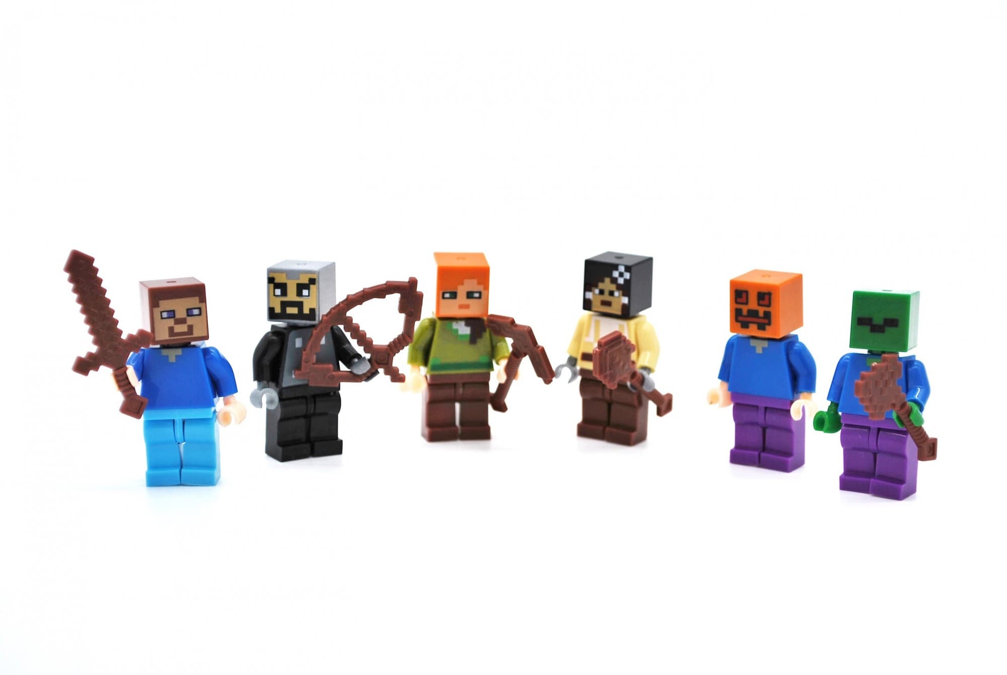 Набір фігурок Minecraft 6 героїв зі зброєю Модельки Майнкрафт зелений (6463)