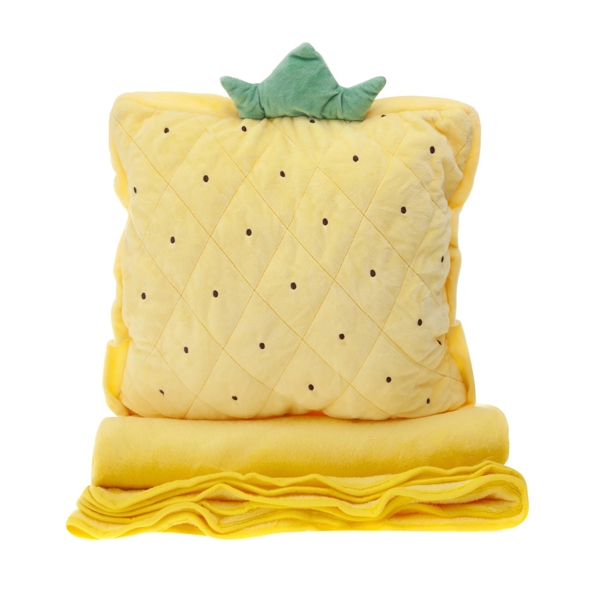 Подушка Plush с пледом Ананас Желто зеленая (9216)