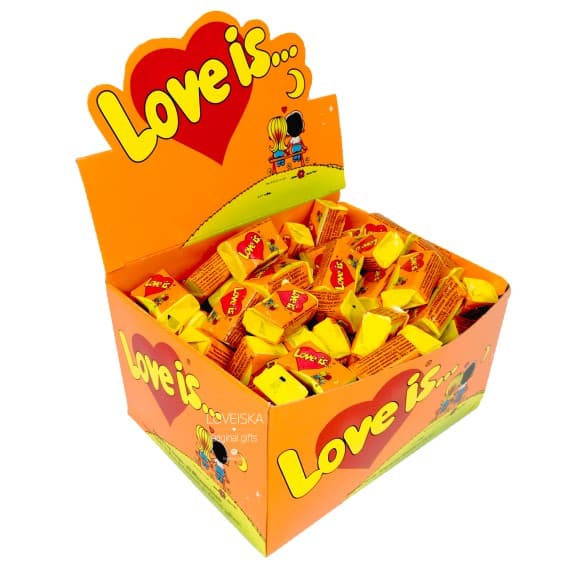 Упаковка жувальної гумки Love is ... Апельсин-Ананас 100 шт жуйка помаранчева (0000017)
