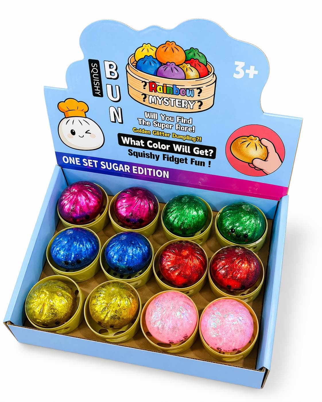 Сквіш антистрес Бао булочка пельмень Squishy Dumpling, м’яка іграшка 5.5 см блискучий в коробочці (2906)