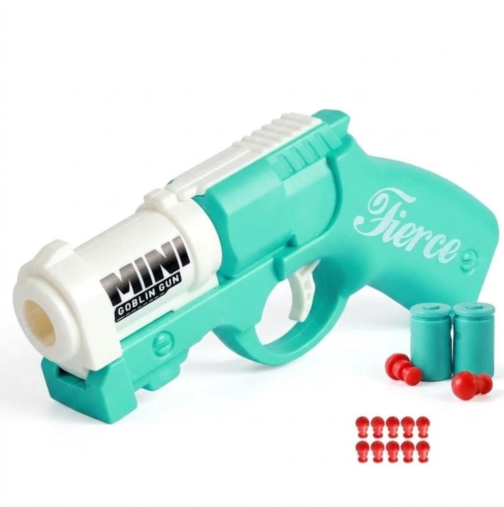 Іграшка брелок револьвер Mini Goblin Gun Fierce - подарунковий набір пластиковий міні пістолет з набоями бірюзовий (1020120)