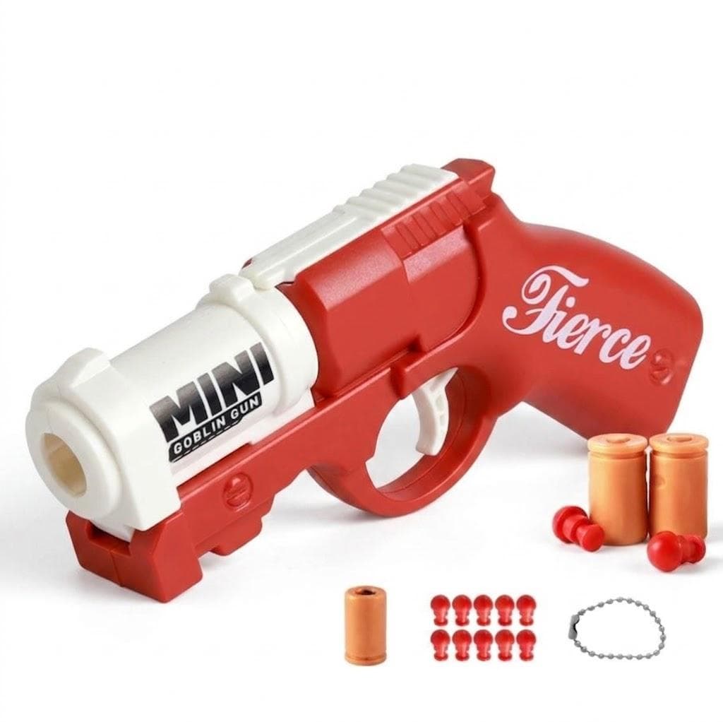 Іграшка брелок револьвер Mini Goblin Gun Fierce - подарунковий набір пластиковий міні пістолет з набоями червоний (1020121)