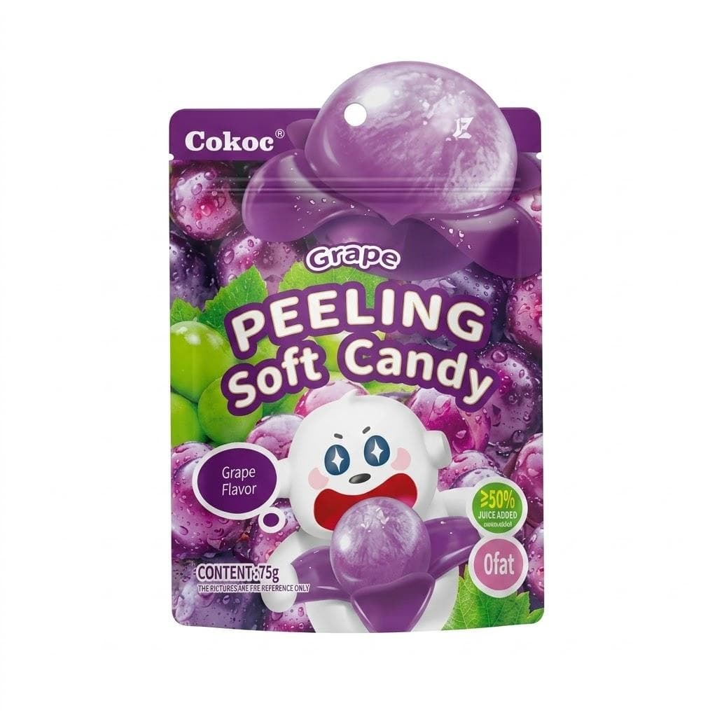 Цукерки з їстівною шкіркою Cokoc Peeling Soft Candy Grape 75 г - жувальні цукерки зі смаком винограду (53806)