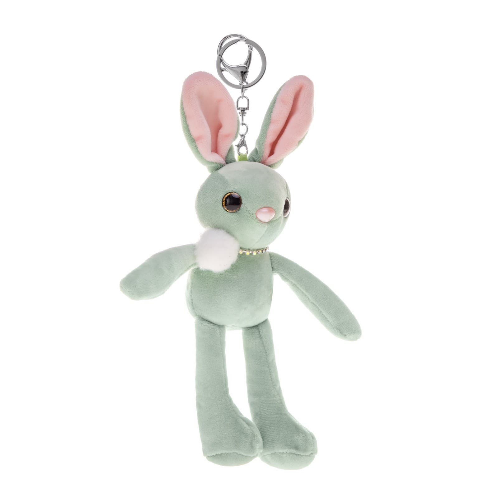 Брелок Плюшевий Plush "Зайка з помпоном" 12 см зелений 9707