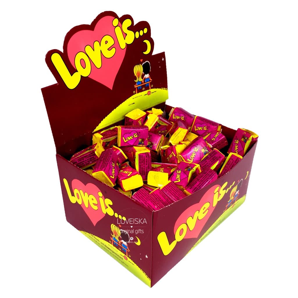 Упаковка жувальної гумки Love is ... Вишня-Лимон 100 шт жуйка червона (0000016)
