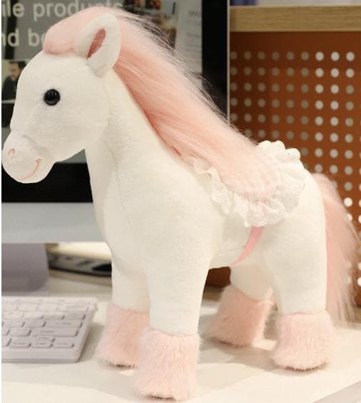 М'яка Плюшева Іграшка Кінь з сідлом білий 30 см Поні Plush (9100)