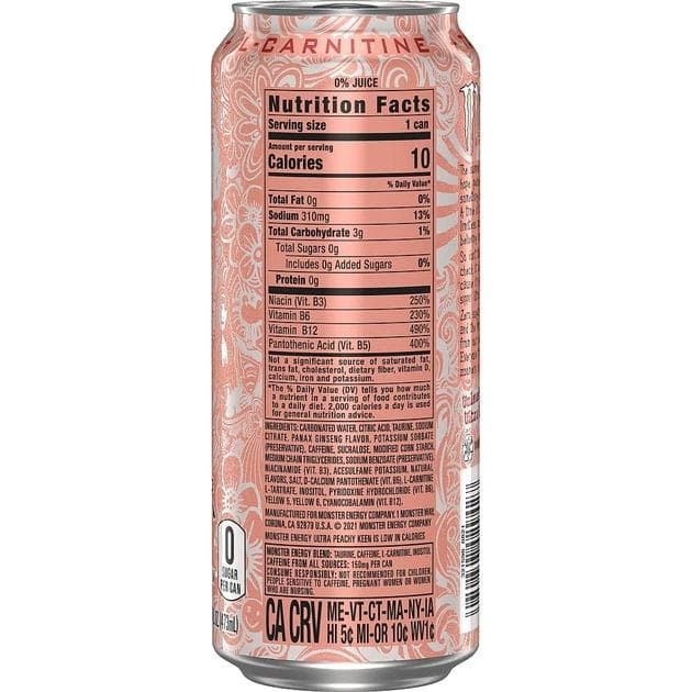 Енергетик Monster Energy Ultra Peachy Keen 500 мл - персиковий смак, без цукру (0002810)
